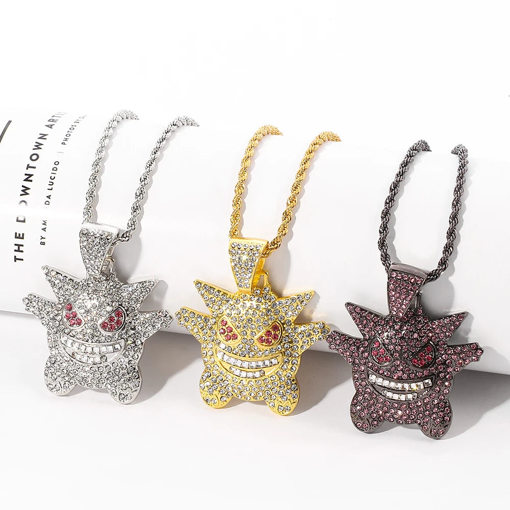 Colgante de Gengar Hip-Hop con incrustaciones de strass💎👻