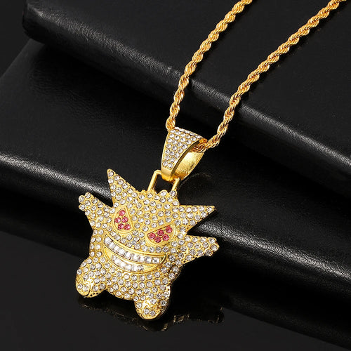 Colgante de Gengar Hip-Hop con incrustaciones de strass💎👻