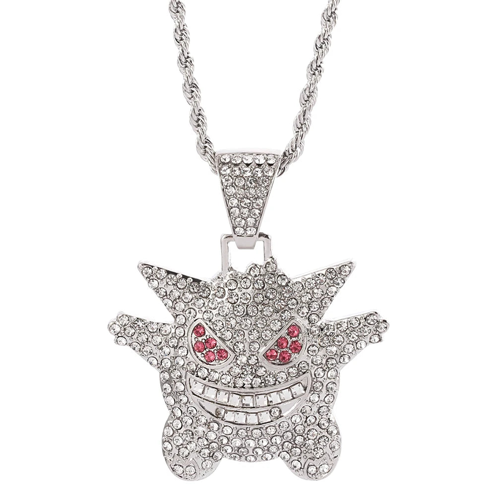 Colgante de Gengar Hip-Hop con incrustaciones de strass💎👻