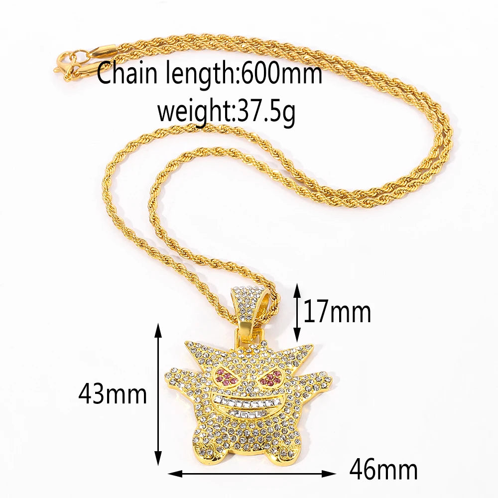 Colgante de Gengar Hip-Hop con incrustaciones de strass💎👻
